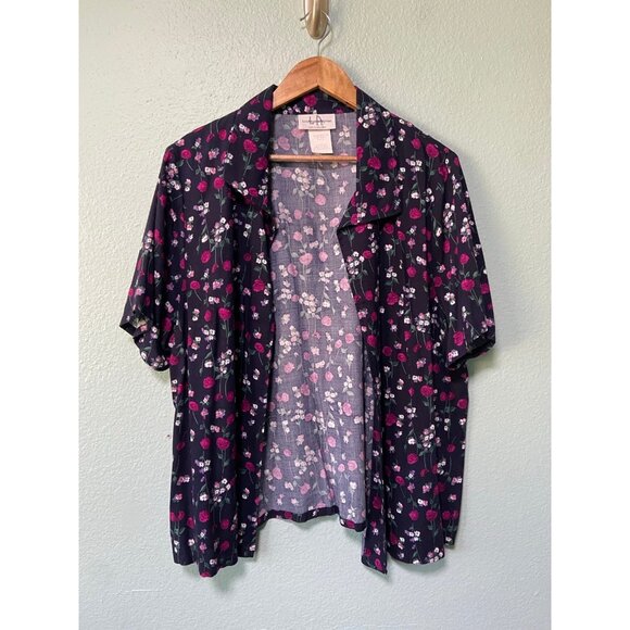 Vintage Los Angeles Woman Women's Dress and‎ Cover Floral Navy Set Size 16 - Picture 6 of 9